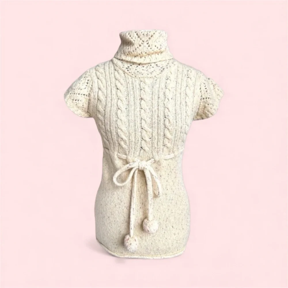 NWOT Anthropologie Cream Cable Knit Cowl Neck Sweater